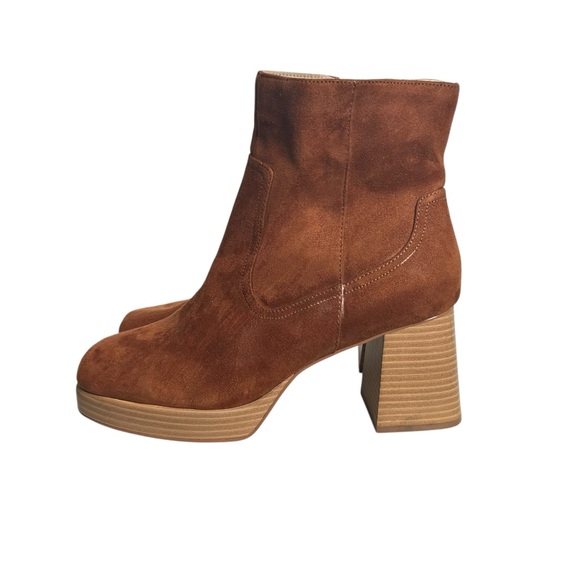 BP Keyla Platform Block Heel Square Toe Faux Suede Ankle Boots Women’s Size 11 - Picture 3 of 10